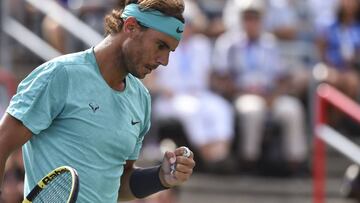 Rafa Nadal celebra un punto ante Daniil Medvedev en la final de la Rogers Cup, el Masters 1.000 de Canadá, en el IGA Stadium de Montreal, Quebec, Canada.