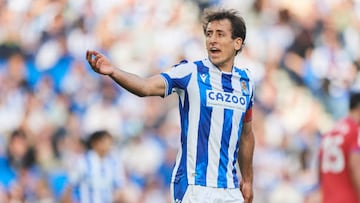 Mikel Oyarzabal of Real Sociedad during the La Liga match between Real Sociedad and Getafe CF played at Reale Arena Stadium on April 8 2023 in San Sebastian, Spain. (Photo by Cesar Ortiz / Pressinphoto / Icon Sport)