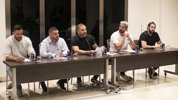 
 VICTOR SANCHEZ , MARIO PINTO , FERNANDO LOPEZ , LUCAS GUILLAUME , M ANU MORA
 RUEDA DE PRENSA DE LA ASOCIACION DE JUGADORES Y JUGADORAS DE RUGBY
 RUGBY
 MAS DEPORTE 21/22