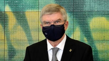 International Olympic Committee President Thomas Bach speaks during his visit at Hiroshima Memorial Museum in Hiroshima, Japan July 16, 2021. Eugene Hoshiko/Pool via REUTERS