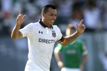 Futbol, Futbol, Colo Colo vs Audax Italiano. 
Segunda fecha, campeonato de Clausura 2016/17.
El jugador de Colo Colo Esteban Paredes celebra luego de convertir un gol contra Audax Italiano durante el partido de primera division disputado en el estadio Monumental de Santiago, Chile.
12/02/2017
Marcelo Hernandez/Photosport
*************

Football, Colo Colo vs Audax Italiano.   Second date, Closure Championship 2016/17.
Colo Colo's player Esteban Paredes  celebrates after scoring against Audax Italiano during the first division football match held at the Monumental stadium in Santiago, Chile.
12/02/2017.
Marcelo Hernandez/Photosport