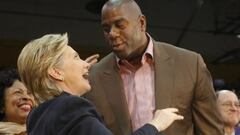 Hillary Clinton y Earvin 'Magic' Johnson.