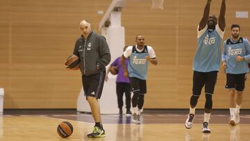 Pablo Laso, durante un entrenamiento del Real Madrid.