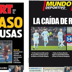 La prensa catalana no pone excusas: "La caída de Roma", "Ridículo" y "Fracaso"