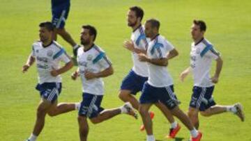 Varios integrantes de Argentina durante el entrenamiento.