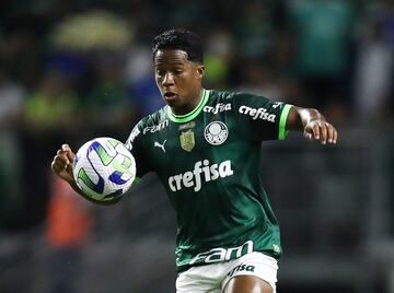 Soccer Football - Brasileiro Championship - Palmeiras v America Mineiro - Allianz Parque, Sao Paulo, Brazil - November 29, 2023 Palmeiras' Endrick in action REUTERS/Carla Carniel