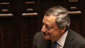 ROME, ITALY, JULY 21:
Italian Premier Mario Draghi leaves after speaking at the Chamber of Deputies in Rome, Italy, on July 21, 2022. Draghi, whose resignation was rejected by President Sergio Mattarella on July 14, is expected to confirm he will remit his mandate after a mass abstentions by three large political parties of his coalition in a confidence vote at the Senate on the conditions he set for his government continuing (Photo by Riccardo De Luca/Anadolu Agency via Getty Images)