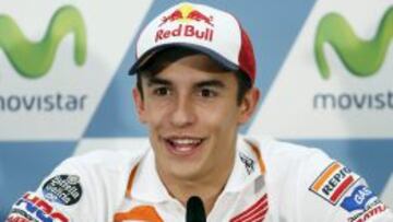 Marc Márquez durante la rueda de prensa en el circuito de Motorland en Alcañiz.