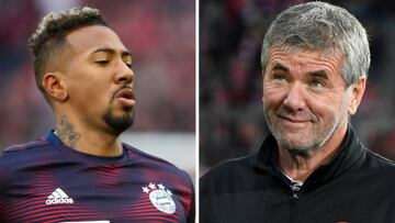 Jerome Boateng, jugador del Bayern, y Friedhelm Funkel, entrenador del Fortuna D&uuml;sseldorf.