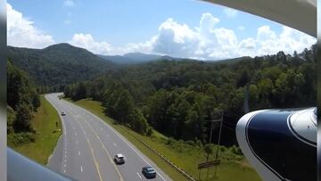 This video has gone viral after a pilot had to land a small plane in an emergency in North Carolina while the oncoming traffic continued.