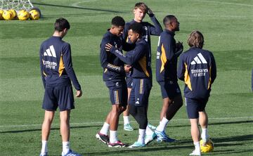 Rodrygo, en el entrenamiento de ayer.