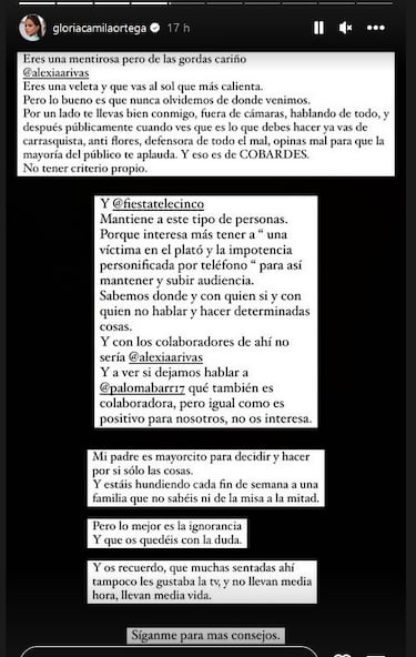 Gloria Camila rompe su silencio con pulla incluida para su hermana