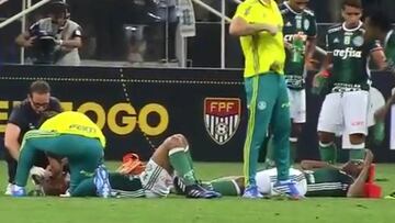 El terrible choque de Felipe Melo con Yerry Mina en Brasil