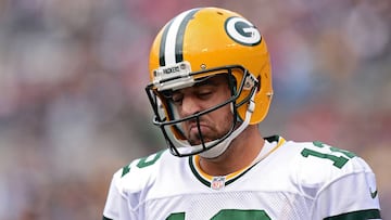 BALTIMORE, MD - OCTOBER 13:  Quarterback Aaron Rodgers #12 of the Green Bay Packers looks on against the Baltimore Ravens at M&amp;T Bank Stadium on October 13, 2013 in Baltimore, Maryland. (Photo by Patrick Smith/Getty Images)