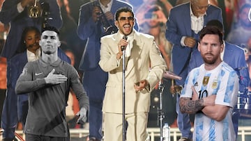 El momento en el que Bad Bunny cambia a Cristiano Ronaldo por Messi en letra de canción