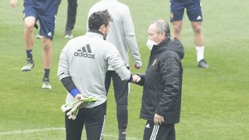 JIM, junto a Cristian Álvarez en un entrenamiento.
