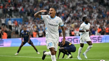 Mason Greenwood celebra un gol.