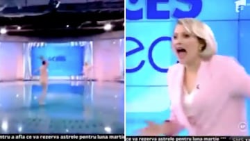 ¡Una mujer desnuda entró en pleno directo para agredir con un ladrillo a la presentadora!