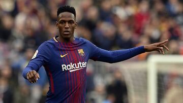 Yerry Mina durante el partido entre Barcelona y Getafe por LaLiga de Espa&ntilde;a