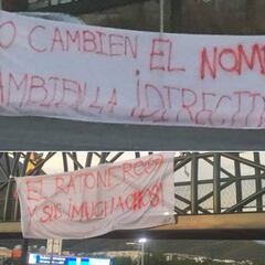 Aparecen en estadio BBVA mantas en contra de Rayados