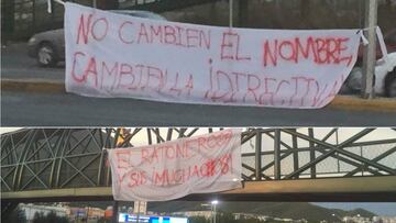 Aparecen en estadio BBVA mantas en contra de Rayados