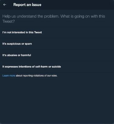 Así es la nueva interfaz para reportar tuits en Twitter