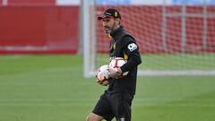 Vicente Moreno, en un entrenamiento con el Mallorca.