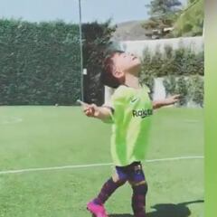 Mateo Messi celebra los goles como su padre en su cumpleaños