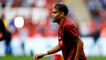 Soccer Football - Community Shield - Liverpool v Manchester City - King Power Stadium, Leicester, Britain - July 30, 2022 Liverpool's Luis Diaz during the warm up before the match Action Images via Reuters/Andrew Boyers