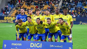 Once del Cádiz ante el Castellón en la jornada 19 de la Liga Hypermotion.