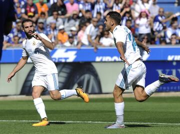 Daniel Ceballos celebrates his first goal in a Madrid shirt