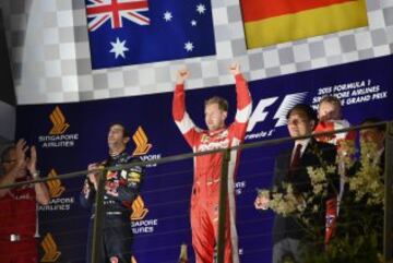 Daniel Ricciardo, Sebastian Vettel y Kimi Raikkonen.