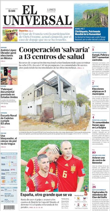 Las portadas de la prensa tras la eliminación de España