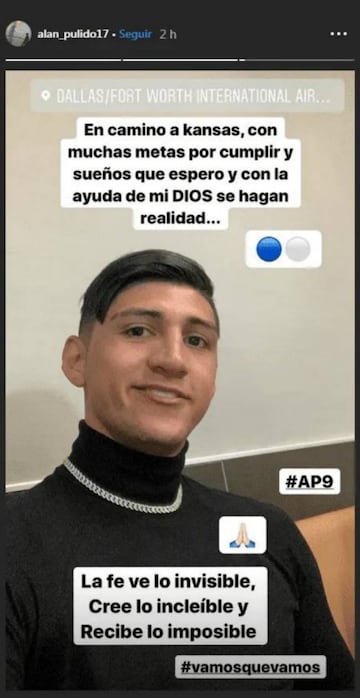 Por medio de su cuenta de Instagram, el delantero sinaloense Alan Pulido anunció su viaje a Kansas, City para unirse al que será su equipo de la MLS.