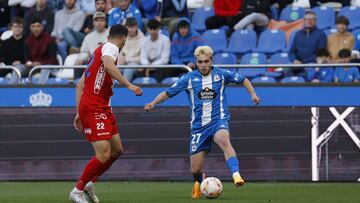 David Mella en su debut con el Deportivo.