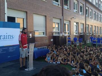 Ricky Rubio, en la presentación de su campus en el colegio Brains de Madrid.