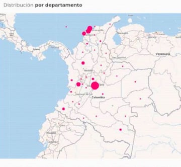 Mapa de coronavirus en Colombia