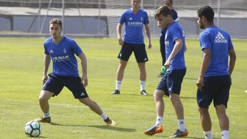 Lasure y Febas en el entrenamiento del Zaragoza.