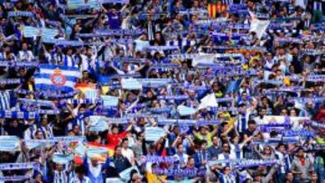 La grada del estadio del Espanyol.