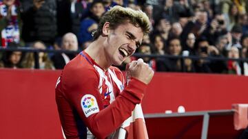 Griezmann celebra su primer gol en el 2-5 del Sevilla-Atlético de 2018.