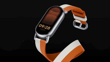 Pulsera de actividad Xiaomi con correa en color blanco y naranja; est¨¢ disponible en Amazon.
