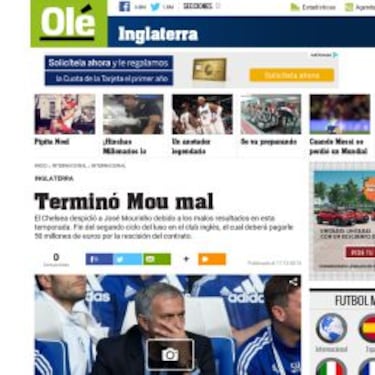 La prensa ironiza con el despido de Mourinho: "The Special Gone"