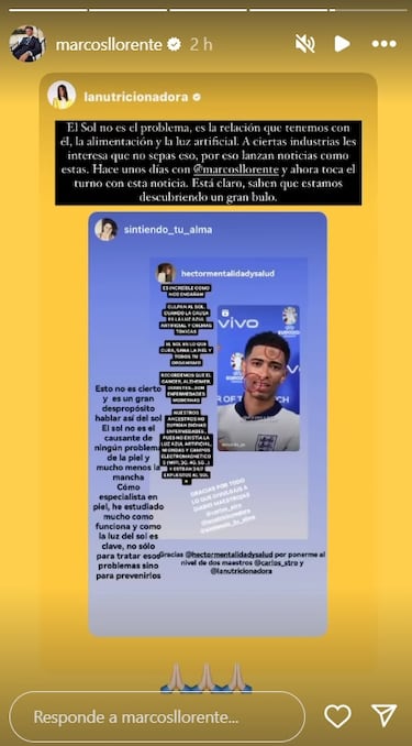 Linchamiento en redes a Marcos Llorente por negar que el sol provoque c¨¢ncer de piel: ¡°Lumbreras¡±