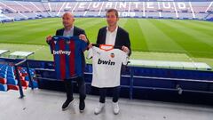 Paco L&oacute;pez y Albert Celades, en la presentaci&oacute;n del derbi.