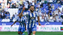 Antoñito, celebrando el gol que le marcó a la UD Logroñés.