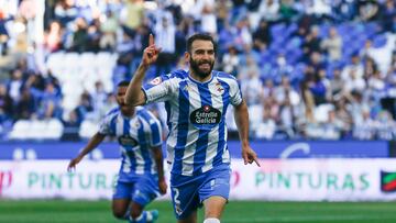 Anto?ito, celebrando el gol que le marc¨® a la UD Logro?¨¦s.