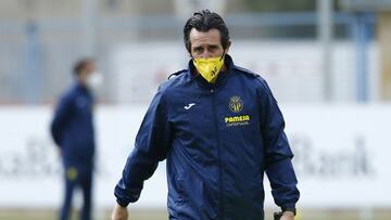 Unai Emery, en un entrenamiento del Villarreal. 