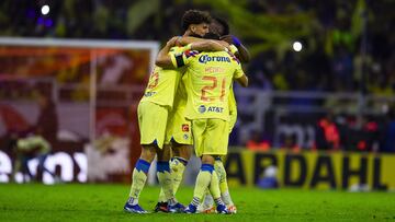 Richard Sanchez celebrates his goal 2-0 of America during the final second leg match between Club America and Tigres UANL as part of Torneo Apertura 2023 Liga BBVA MX, at Azteca Stadium, December 17, 2023, in Mexico City, Mexico.