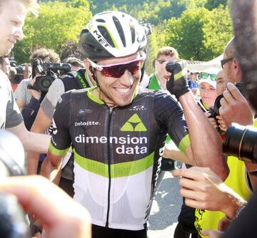 Omar Fraile celebrates his stage win at the Giro d'Italia