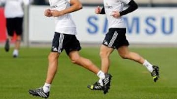 Xabi Alonso, en el entrenamiento de esta mañana.